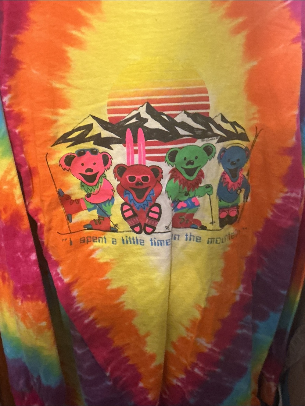 Vintage Gratefule Dead dancing bears  Long Sleeve Tee in Yellow, Orange, Red